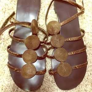 Nine West Bronze Snake Gladiator flat sandal